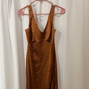 Birdie Grey deep V back dress